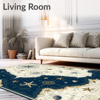 Nautical Map And Starfish Design Rug