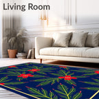 Crimson Floral Fern Arrangement Rug