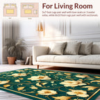 Elegant Gold Floral Pattern Rug