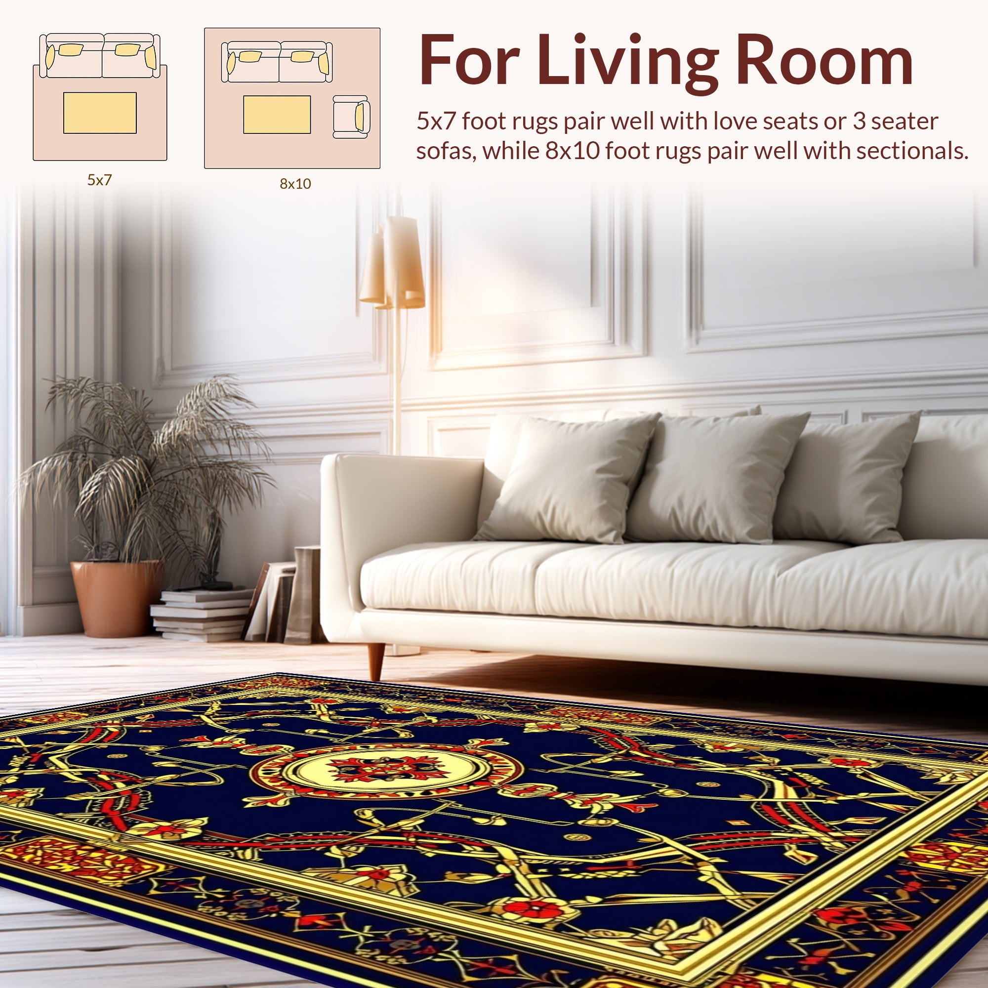 Intricate Red Gold Floral Medallion Rug