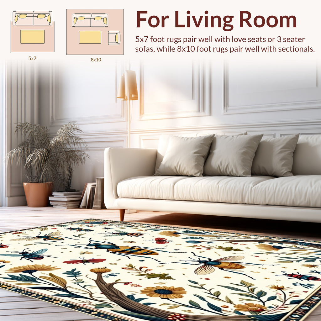 Eclectic Insects Botanical Pattern Rug