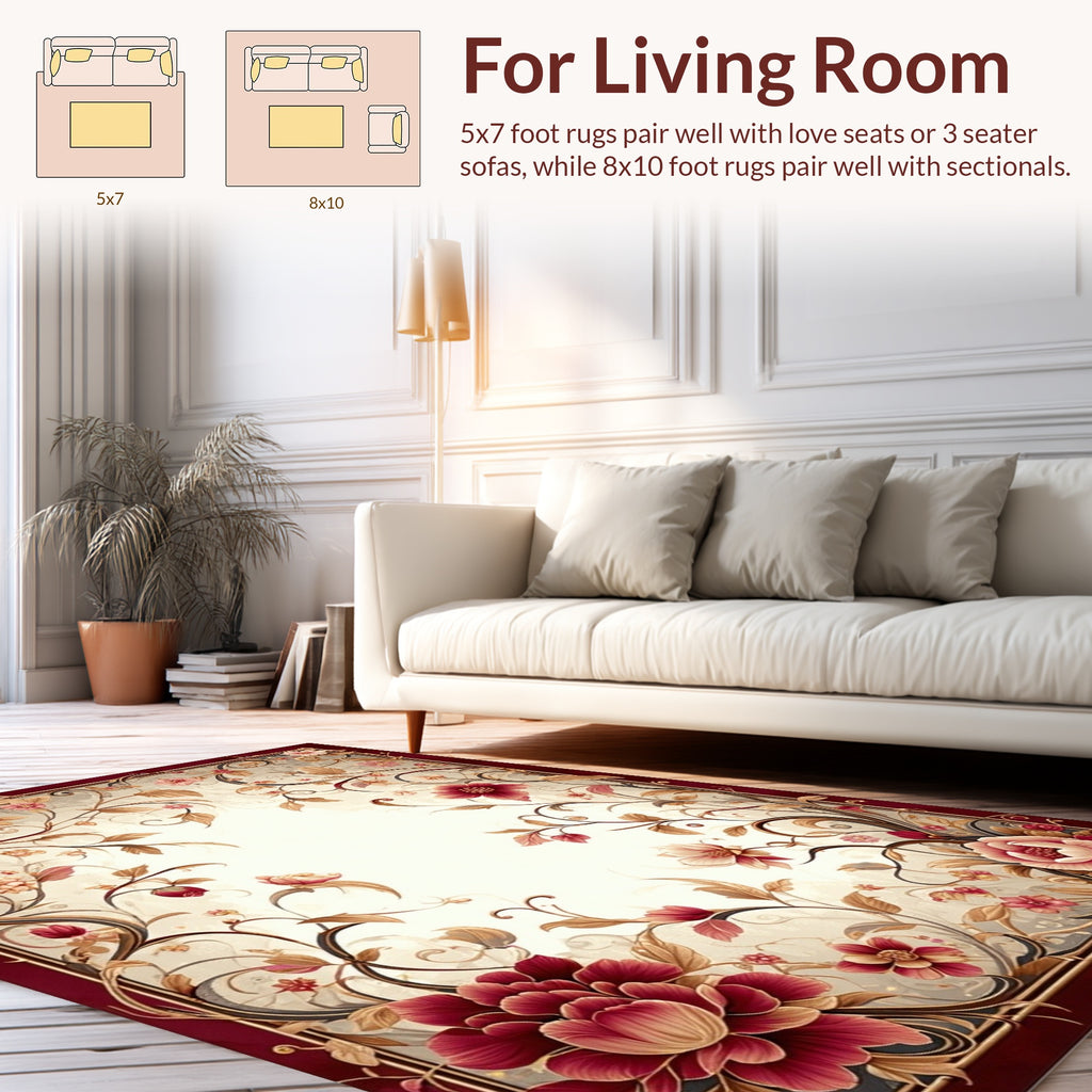 Regal Floral Vine Border Design Rug