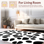 Black White Abstract Organic Shapes Rug