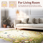 Whimsical Butterflies Wildflowers Meadow Design Rug
