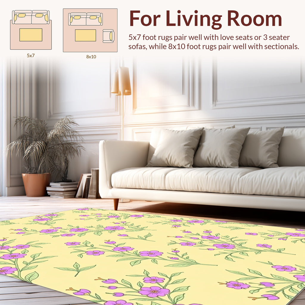 Purple Floral Blossom Pattern Rug