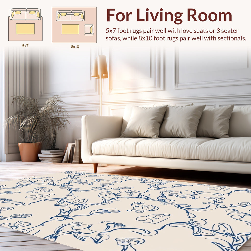 Abstract Swirling Floral Pattern Design Rug