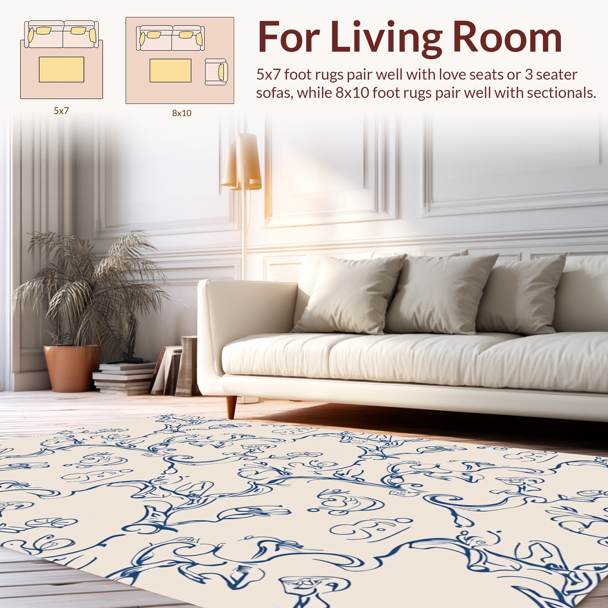 Abstract Swirling Floral Pattern Design Rug