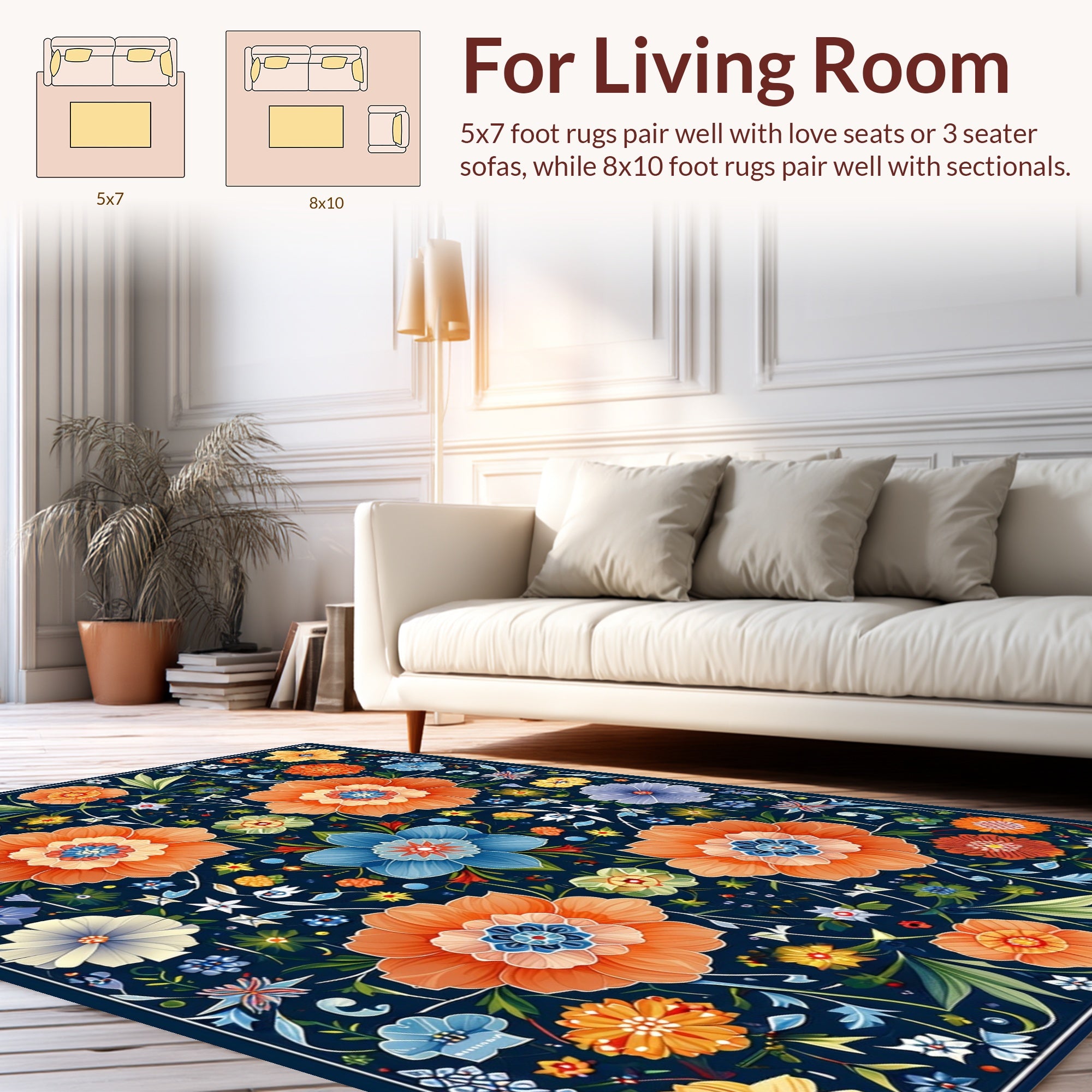 Ornate Floral Meadow Pattern Rug