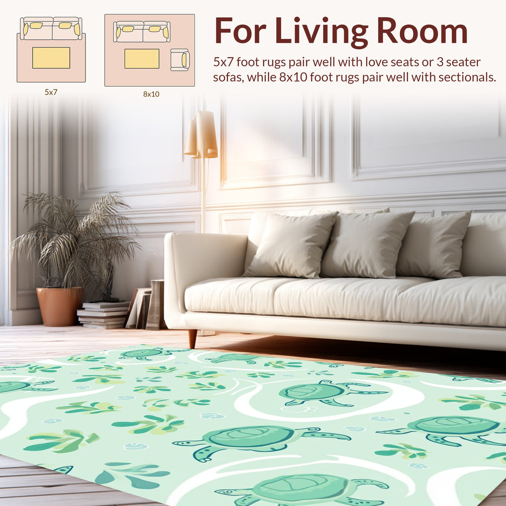 Sea Turtle Aquatic Pattern Design Rug