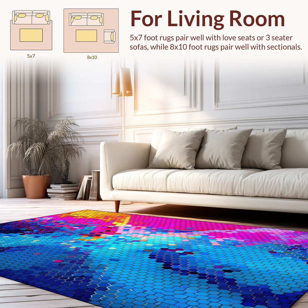 Vibrant Gradient Hexagonal Pattern Rug