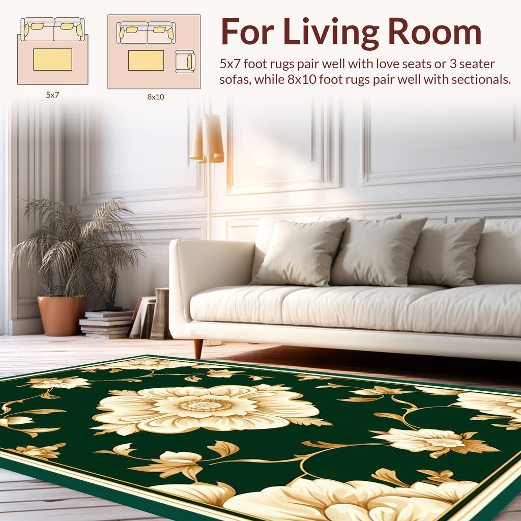 Ornate Floral Patterned Regal Rug