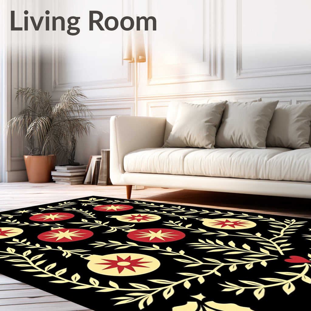 Red Yellow Christmas Bauble Garland Rug