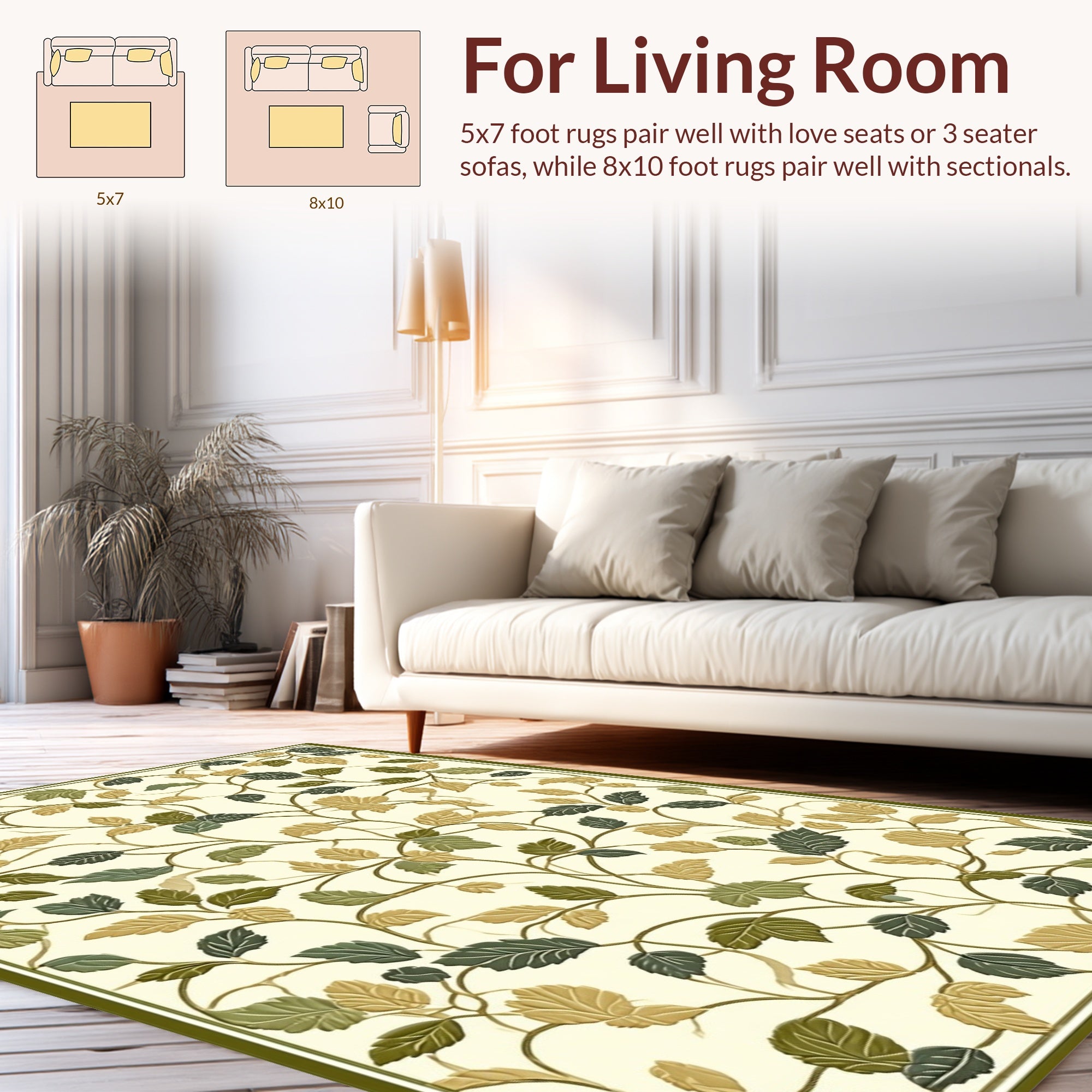 Vines and Leaf Pattern Rug