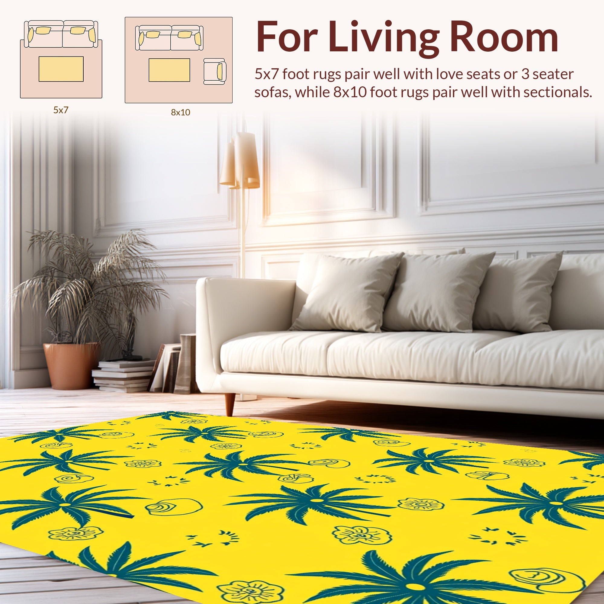 Tropical Palm Tree Flower Pattern Rug
