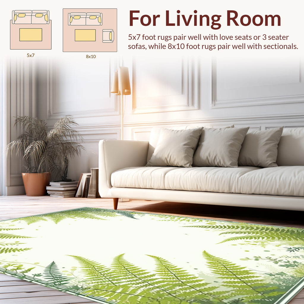 Lush Green Fern Border Design Rug