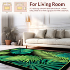 Emerald Lush Tropical Leaf Pattern Rug