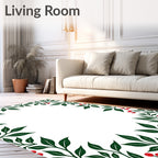 Green Leaf Red Berry Border Rug