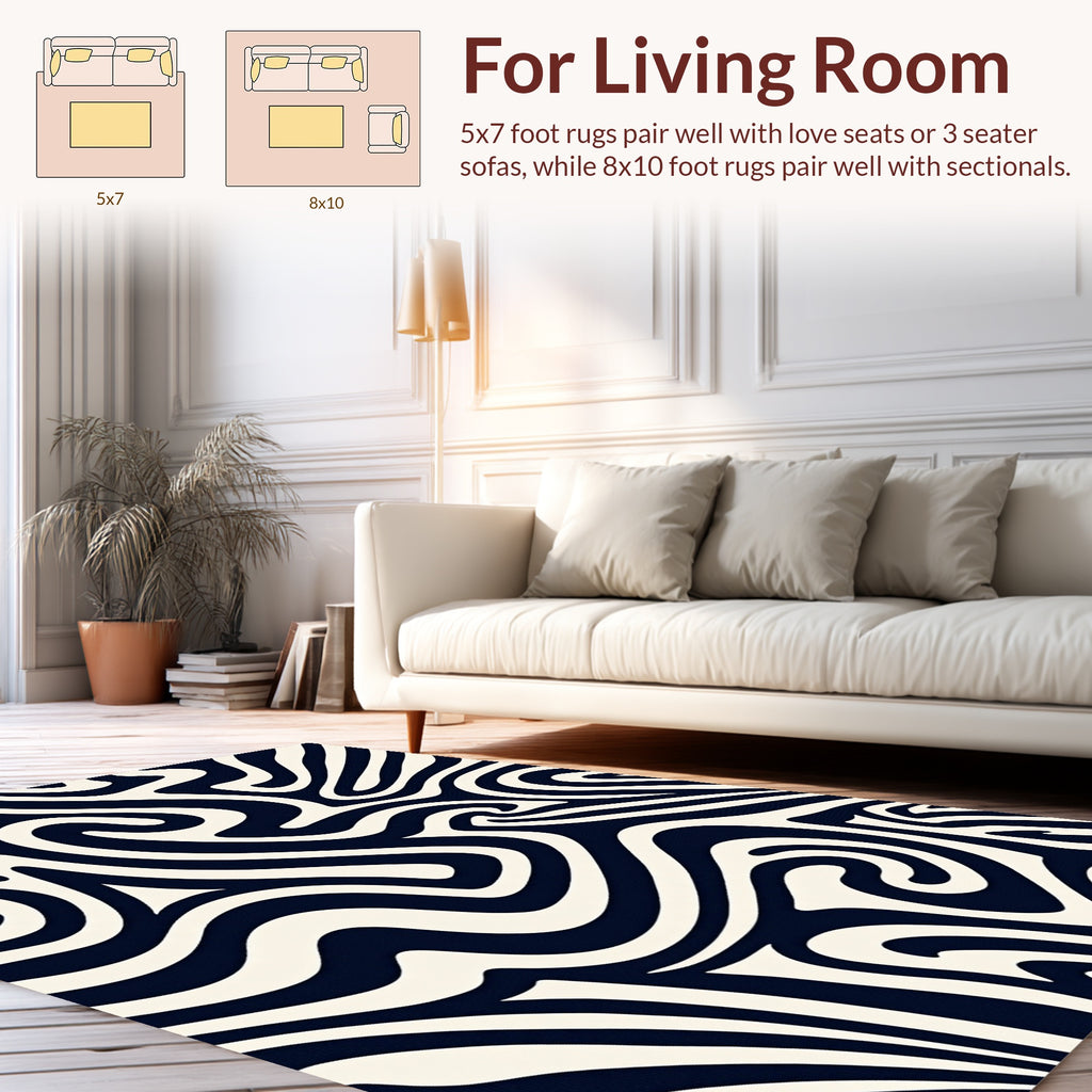 Abstract Swirl And Stripe Design Rug