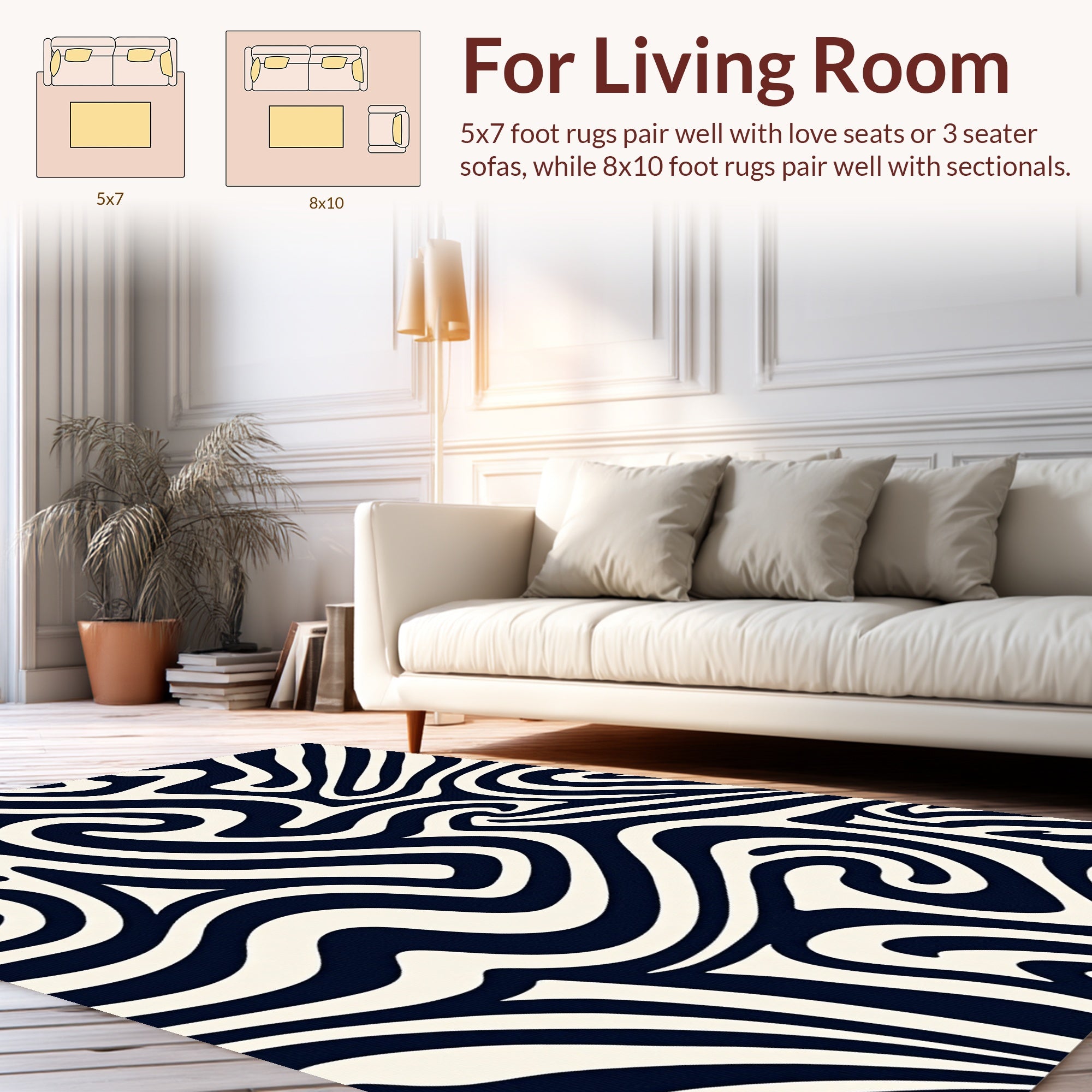 Abstract Swirl And Stripe Design Rug