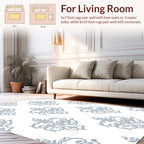 Classic Scroll Damask White Gray Rug