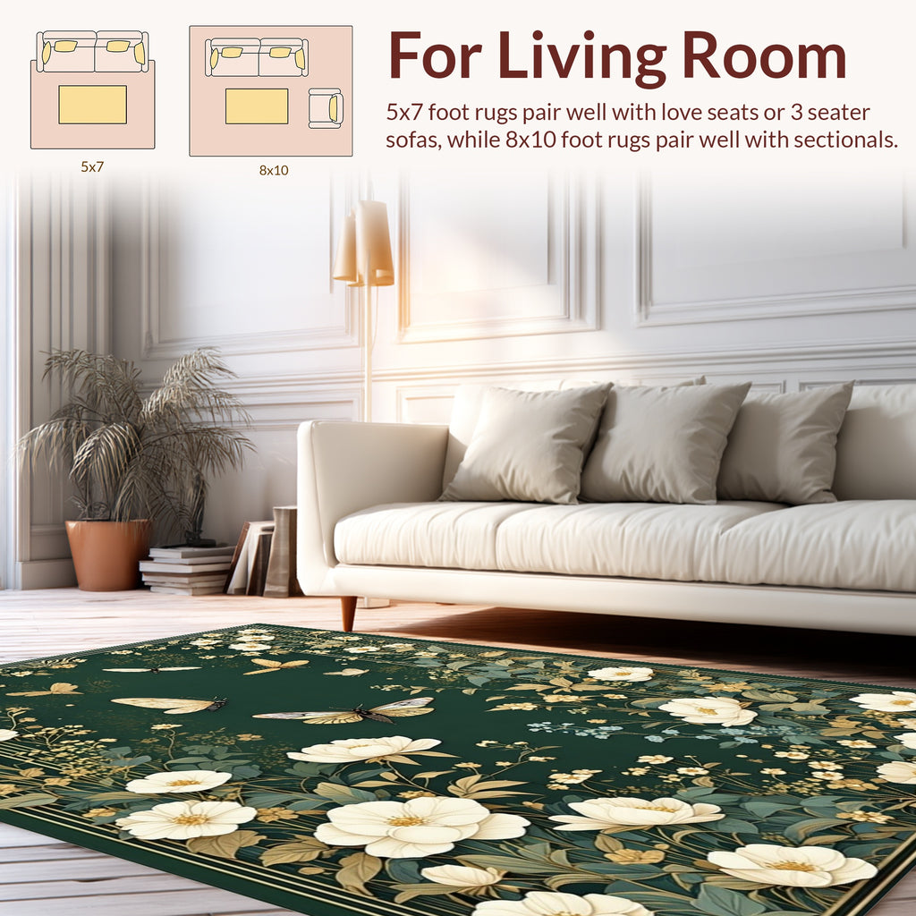 Emerald Garden Butterfly Bloom Rug