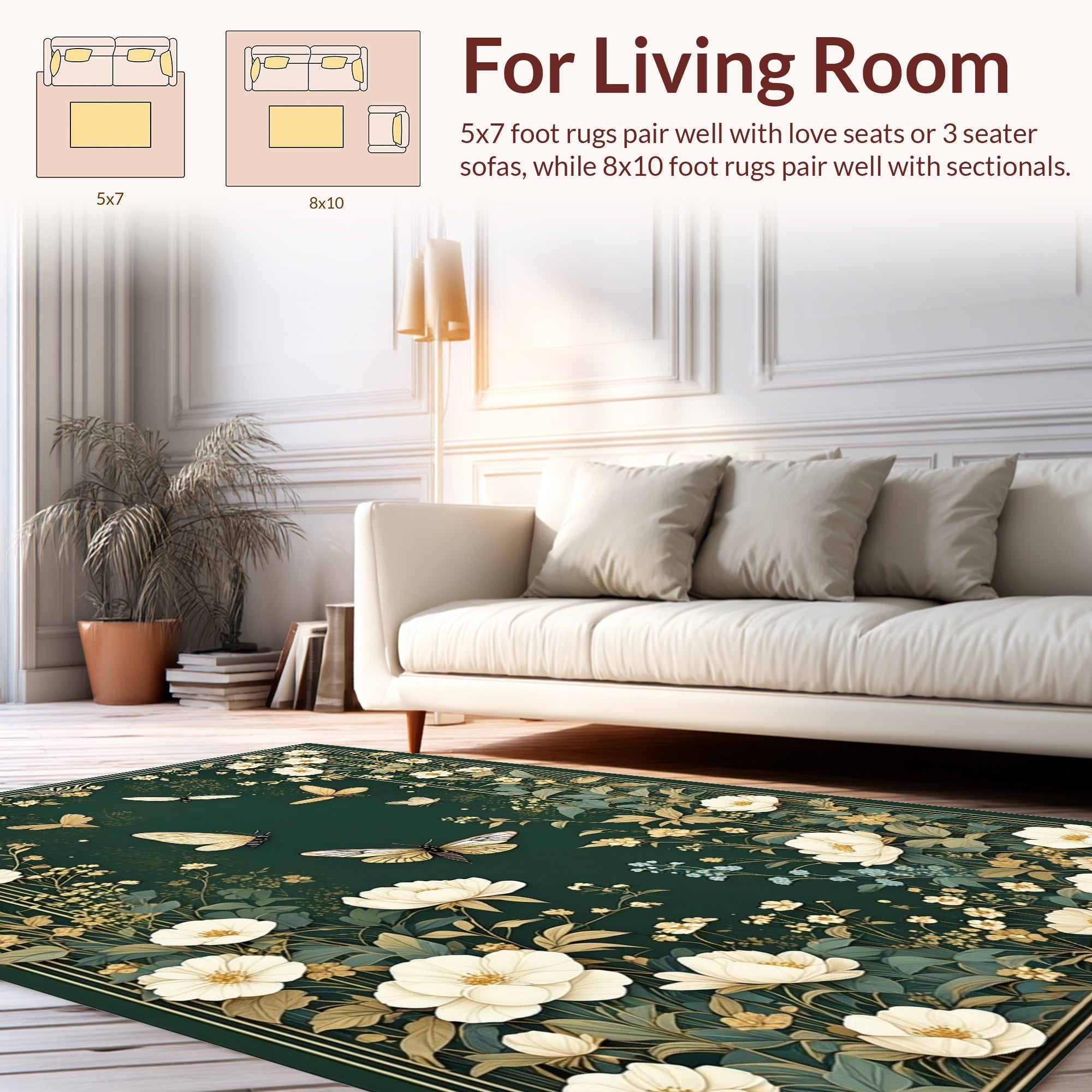Emerald Garden Butterfly Bloom Rug