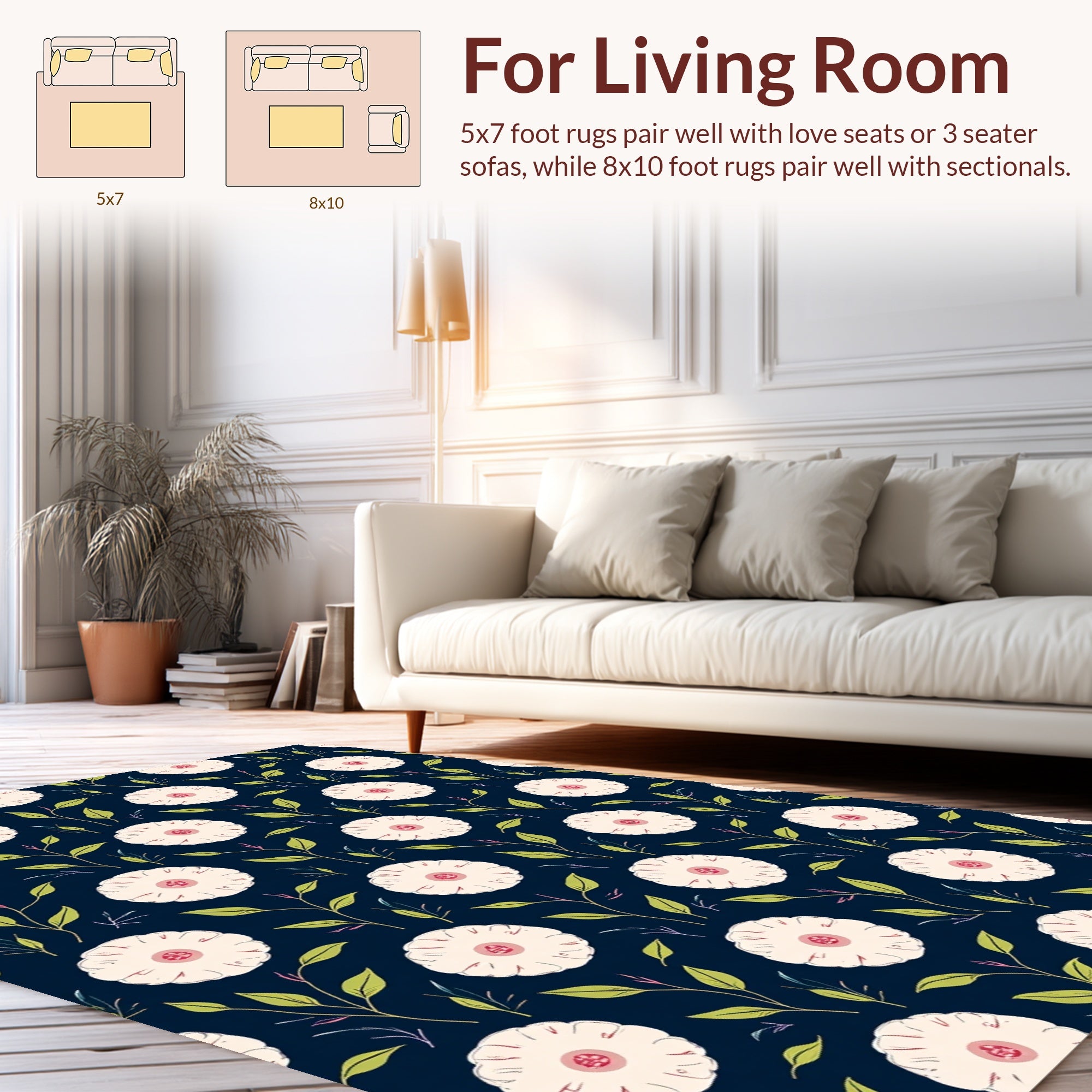 Pale Floral Branch Design Rug