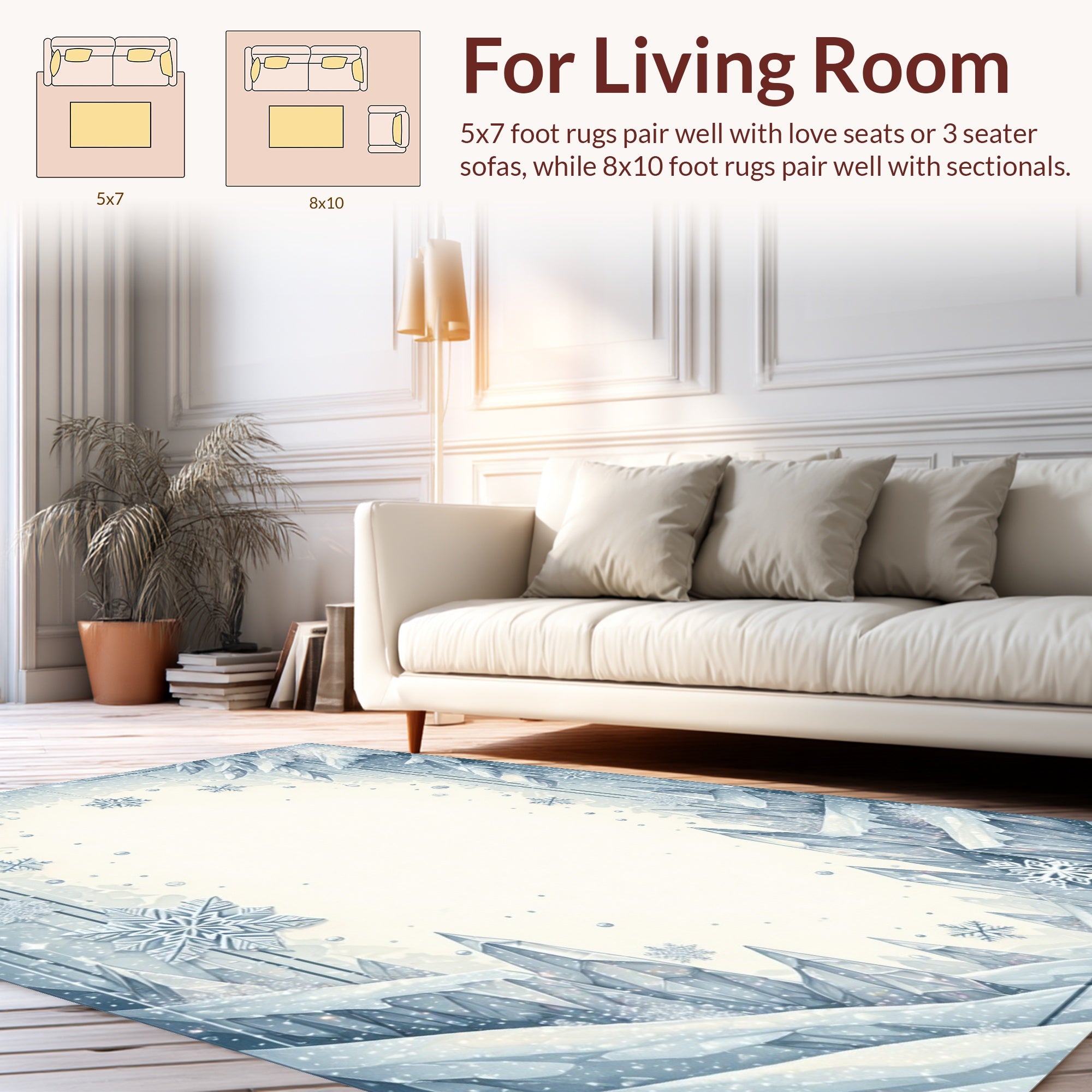 Winter Ice Crystal Snowflake Pattern Rug