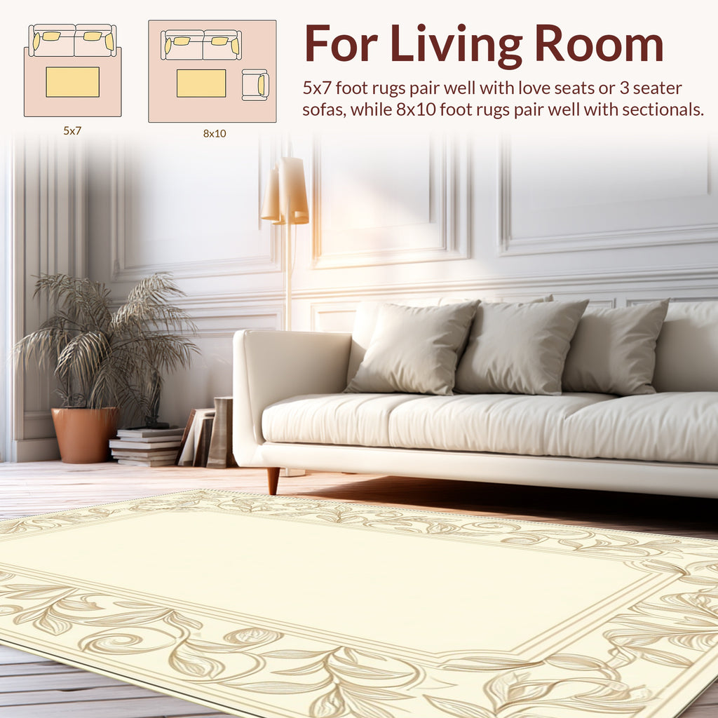 Elegant Floral Vine Border Rug