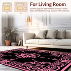Exotic Pink Floral Border Design Rug