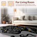 Bold Black Panther Yellow Spots Design Rug