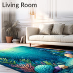 Underwater Serene Coral Reef Scene Rug