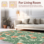 Tropical Floral Leaves Cream Rug