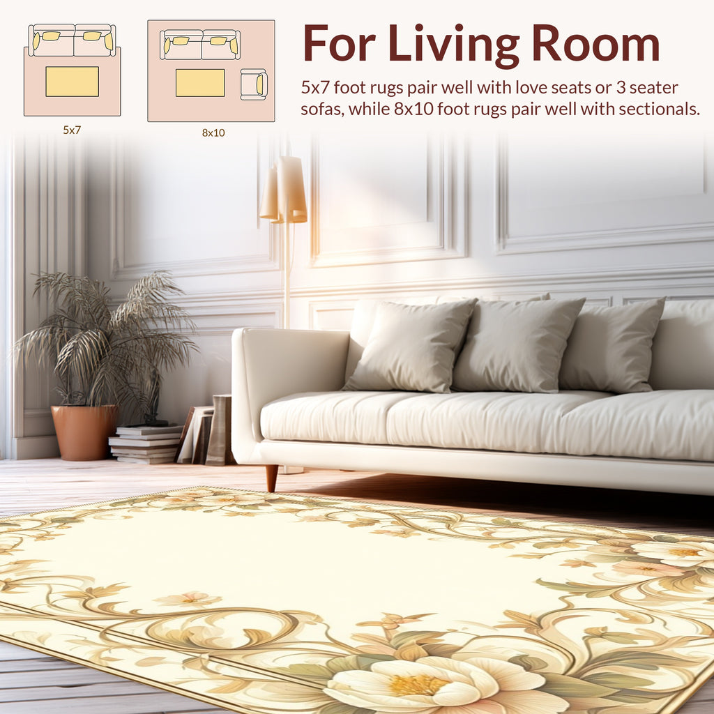 Floral Scrollwork Vine Elegant Design Rug