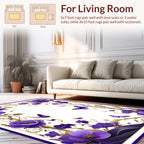 Purple Floral Butterfly Medallion Pattern Rug