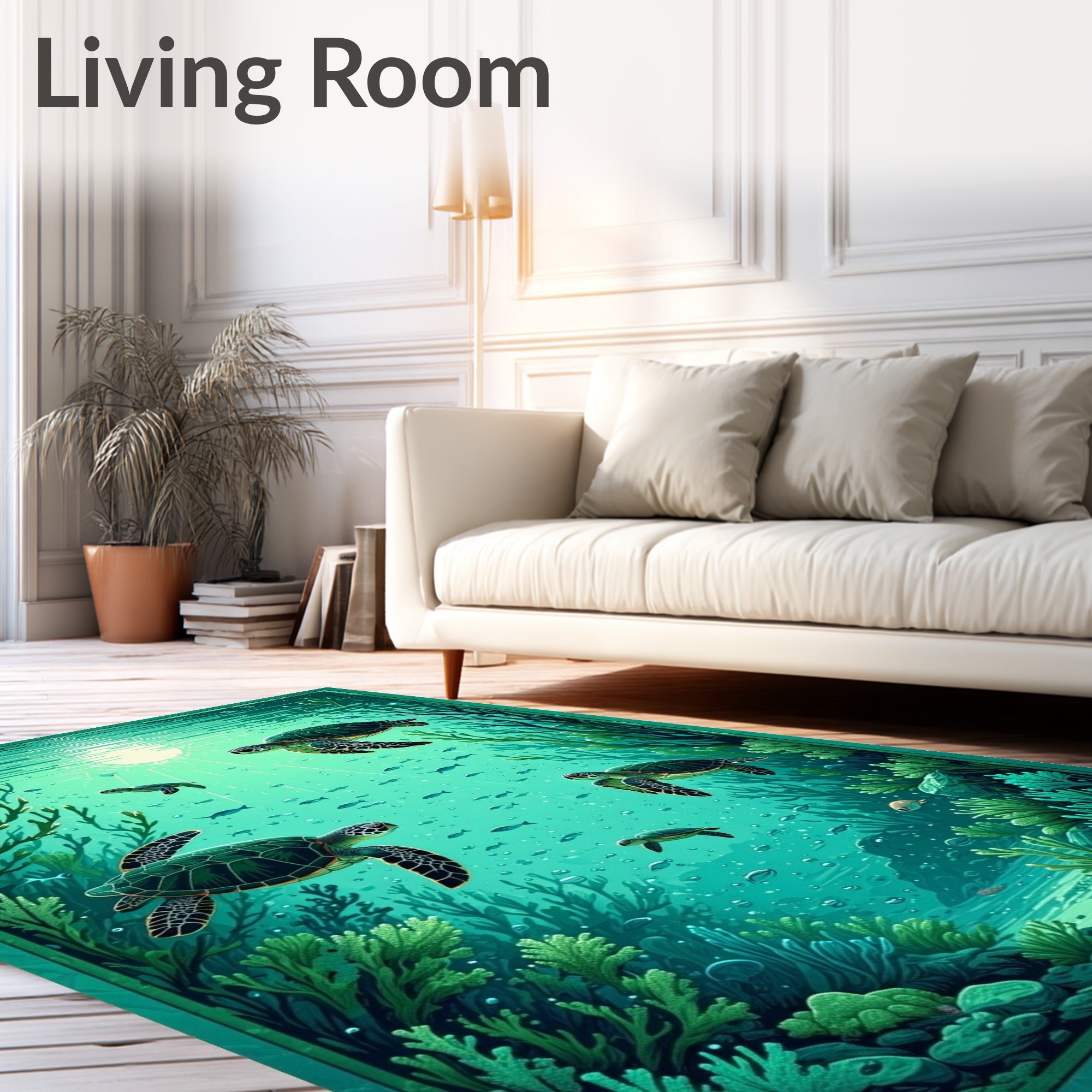 Oceanic Sea Turtle Tranquil Scene Rug
