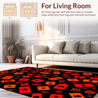 Abstract Red Orange Square Pattern Rug