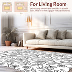 Delicate Floral Vine Outline Design Rug