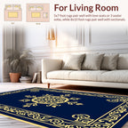 Ornate Golden Floral Medallion Border Rug