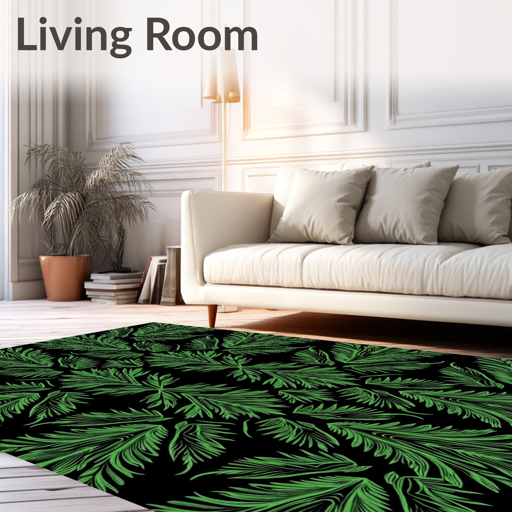 Emerald Green Tropical Leaf Symmetry Rug