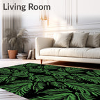 Emerald Green Tropical Leaf Symmetry Rug