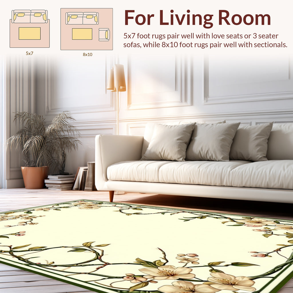 Floral Vine Delicate Branches Rug