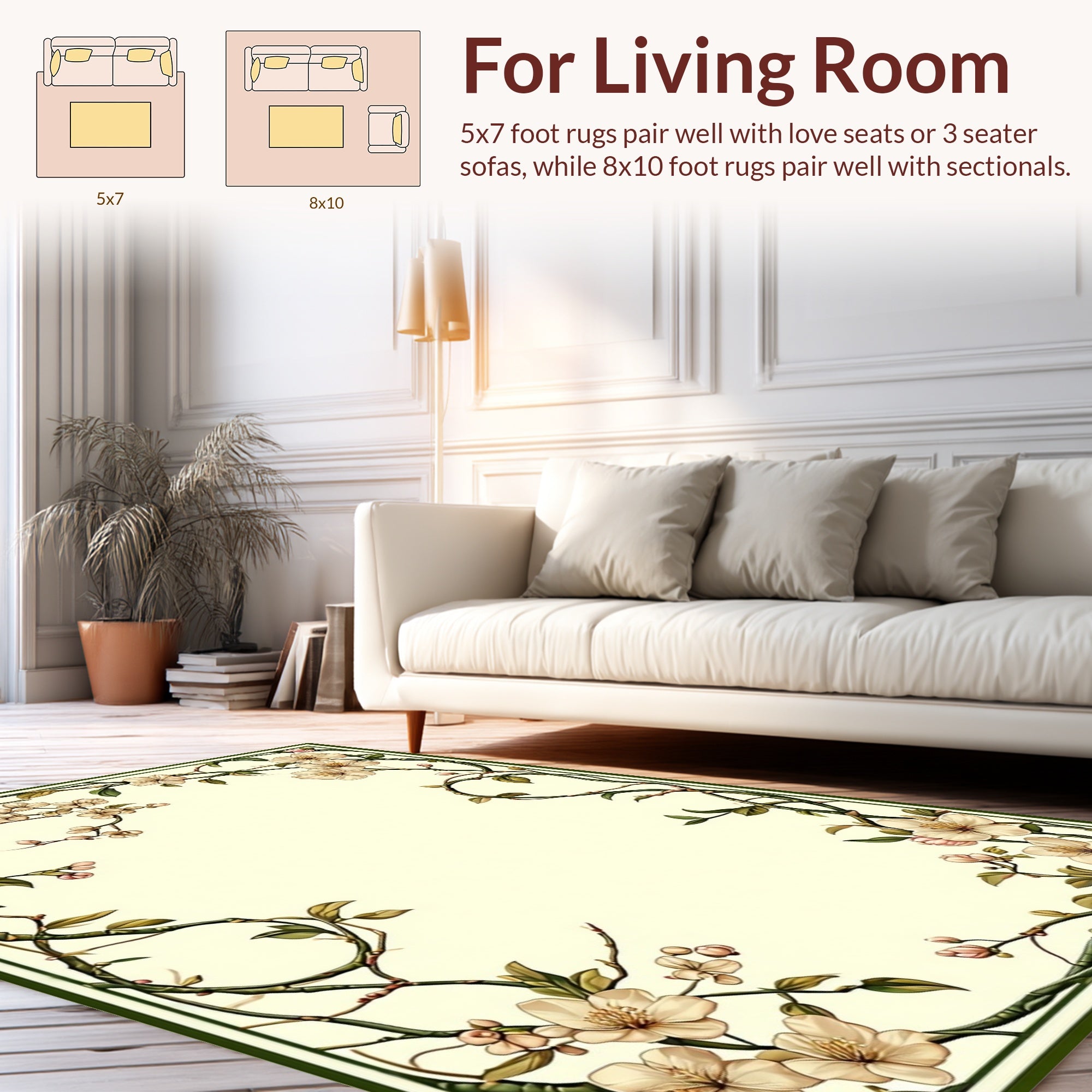 Floral Vine Delicate Branches Rug