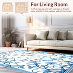 Blue Floral Vines Decorative Rug