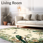 Vintage Birds Blooming Branches Design Rug