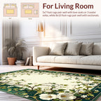 Elegant Green Floral Vine Design Rug