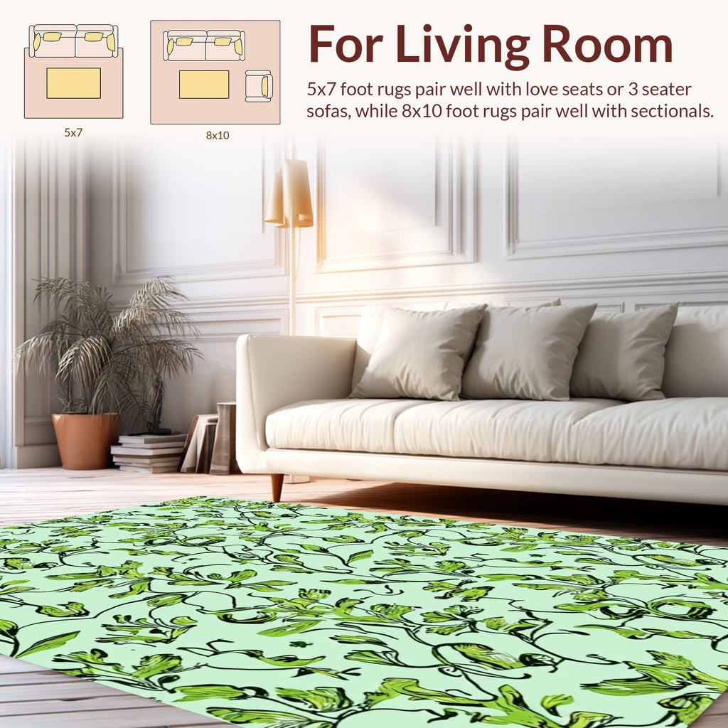 Botanical Vines On Light Green Rug