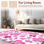 Pink Floral Pattern With Stemmed Flowers Rug