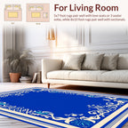Elegant Blue Floral Scrollwork Pattern Rug