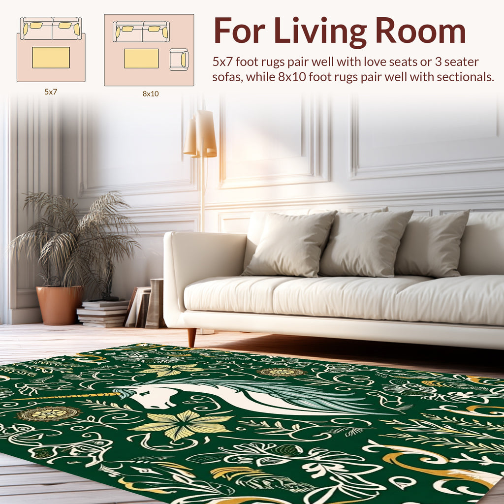 Ethereal Unicorn Floral Pattern Design Rug